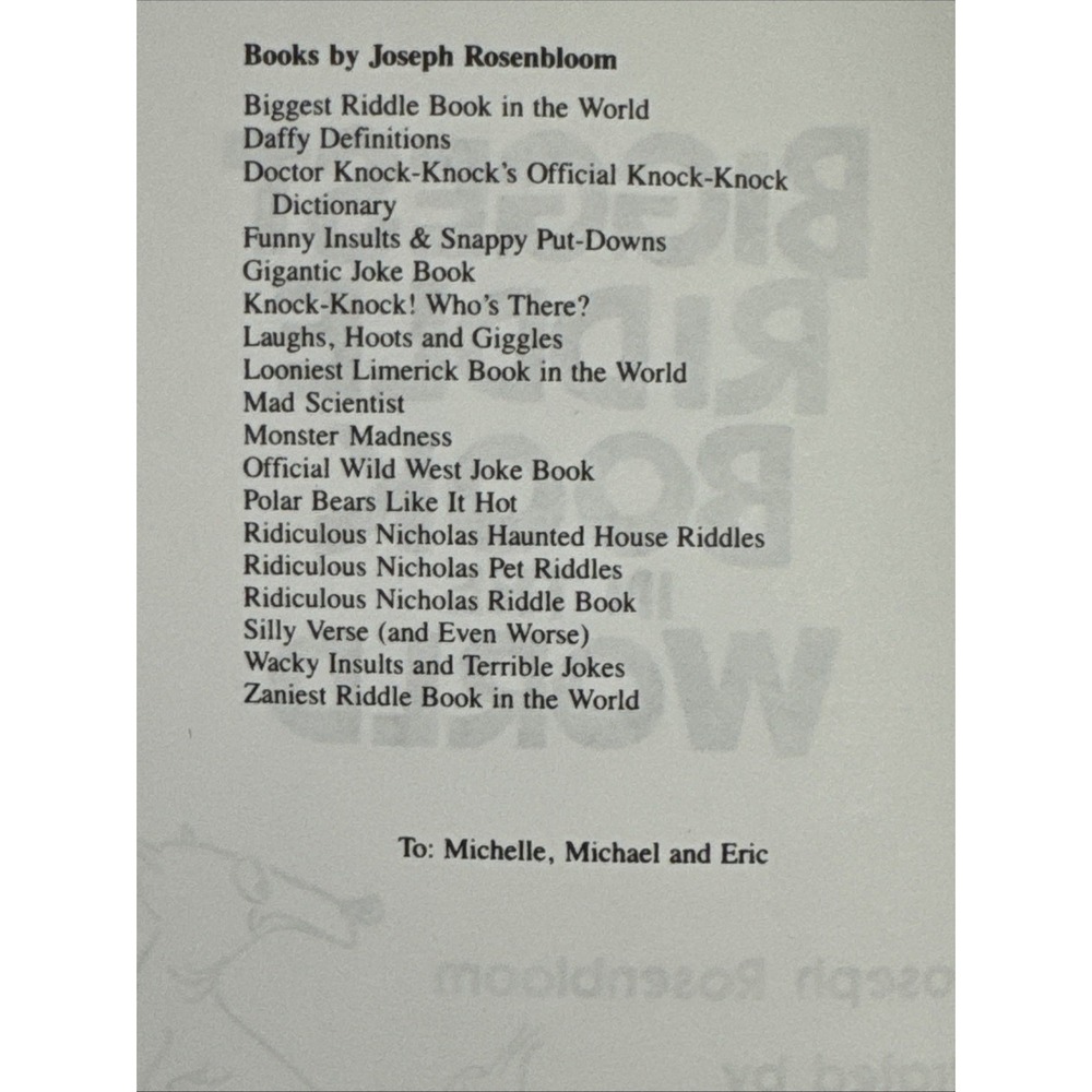 Biggest Riddle Book in‎ the World (Paperback Sterling Publishing 1976 Rare Oop - Picture 7 of 16